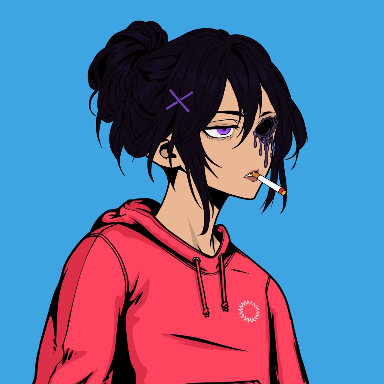 Forgotten character in a red hoodie
